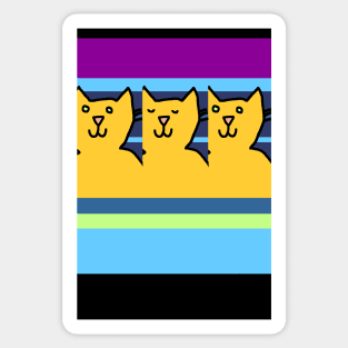 Blinking Yellow Cats on Stripes Sticker